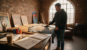 Designer examines vintage band tour t-shirt