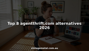 Woman browsing vintage band shirts online at home