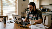 Metal fan searching for vintage shirt online