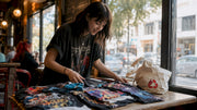 Music fan browsing limited edition tour shirts