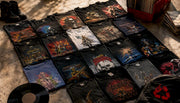 Collection of vintage band t-shirts laid flat