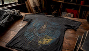 Close-up of cracked vintage band t-shirt print