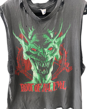 RARE SLAYER 1988 WORLD SACRIFICE TOUR SHIRT - Cut Off Sleeves, Medium, Holes