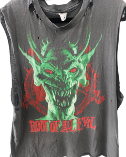 RARE SLAYER 1988 WORLD SACRIFICE TOUR SHIRT - Cut Off Sleeves, Medium, Holes